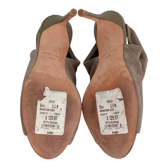 COLE HAAN Gray Suede Open-Toe Slingback Heel Size 6.5 - Picture 5 of 8